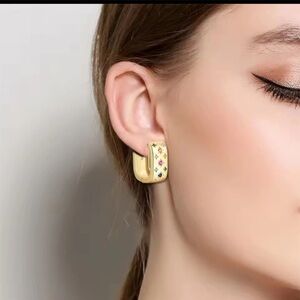 18k Gold Plated S925 Silver Earrings with Colorful Accents